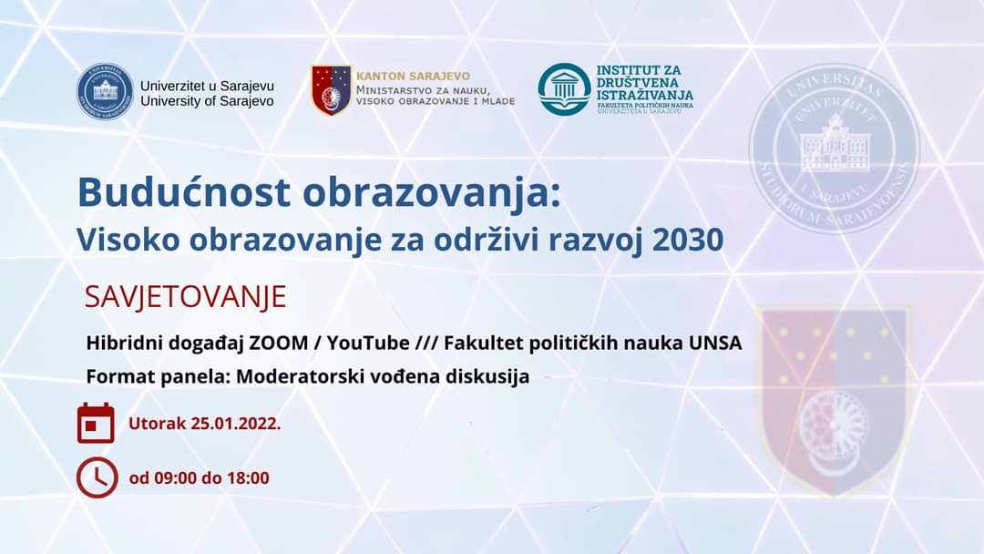 Savjetovanje "Budućnost obrazovanja: Visoko obrazovanje za održivi razvoj 2030"